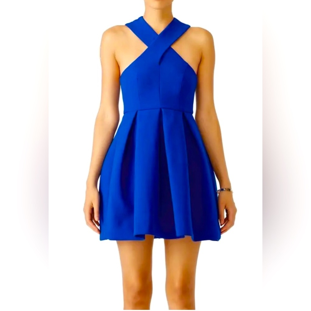 AQ/AQ - Blue Maverick Sleeveless High Neck Fit & Flare Mini Dress | NWT - $210